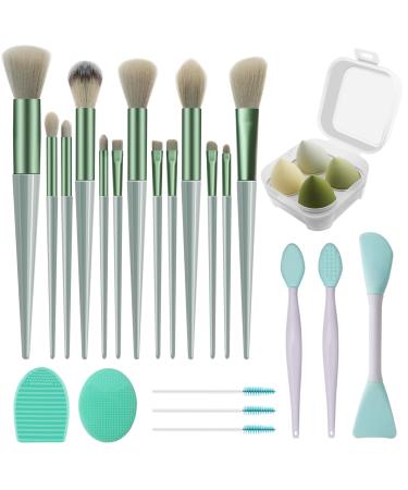 SULELA Makeup Brushes Set  25pcs Make up Kits for Foundation Eyebrow Concealer Eye Shadows Professional Make up Brushes set (Green) 25 Piece Set Green