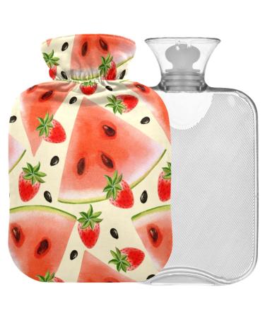 Naanle watermelon strawberry heat bottle with cover transparent hot water bottle 1l heat bottle for bed handfoot warmer pain relief heat and cold therapy