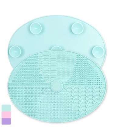 Makeup Brush Cleaner Mat Silicone Brush Cleaning Mat Big Size Make Up Brush Clean Pad with Suction Cup for Makeup Brush Cleaning (Green)