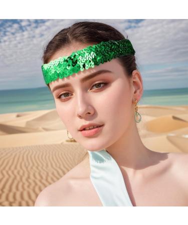 Sequin Headband 8 Pieces Elastic Sparkly Headband Adjustable Size Disco Headband Bling Sport Head Band Glitter Headband for Women (8 Color) - Buy Online on GoSupps.com