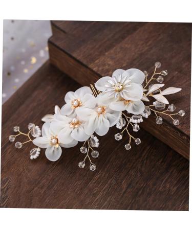 minkissy Pearl Side Hair Comb Wedding Headwear Floral Hair Accessories Metal Hair Comb Metal Hair Barrettes Pearl Hair Comb Rhinestone Barrettes Cloth Flowers European and American Bride - Buy Online on GoSupps.com