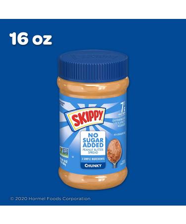 SKIPPY Peanut Butter Spread No Sugar Added Chunky 16oz (Pack of 12) - Buy Online on GoSupps.com