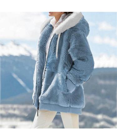 Ronony Women's Plush Jacket - Cozy Teddy Fleece Zip Hoodie for Teen Girls | Stylish Winter Coat in Blue - Buy Online on GoSupps.com