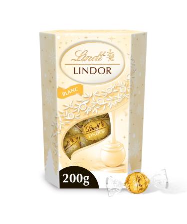 Lindt - Cornet LINDOR - Assortiment de Chocolats Blancs - C ur fondant - Id al pour No l 200g Blanc 200g