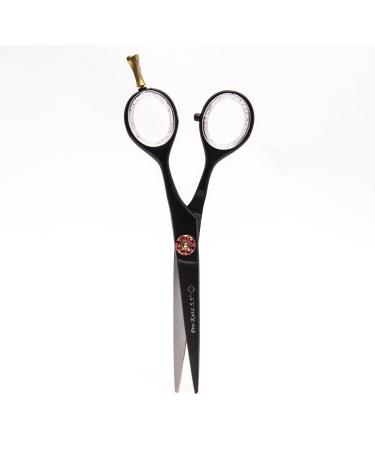 Pro-Kutz Professional Hairdressing Black Cat Scissors 5.5" Super Sharp Blades Hair Cutting Scissors Salon Shears for Hairdressers Barbers Stylists Beginners Trainees with Free Pouch and Comb