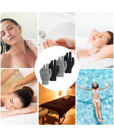 Wllhyf Peeling Gloves - 2 Pairs Double-Sided Shower & Scrub Accessories for Dead Skin Removal | Black & Gray Spa Massage Essential - Buy Online on GoSupps.com
