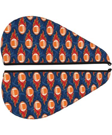 Hair Towel Wrap for Quick Drying | Button-Up Turban | American Football & Fire Flames Design - Buy Online on GoSupps.com