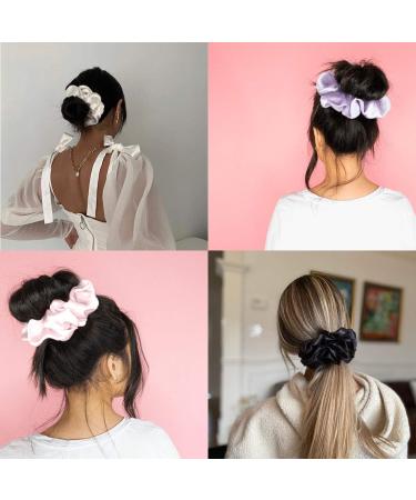 Gentle XXL White Silk Scrunchie for Women & Girls - Oversize Jumbo Hair Elastic Band - Soft Premium Material - No Crease Ponytail Holder & Hair Tie - Buy Online on GoSupps.com