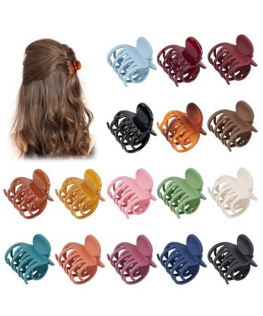 Medium Jaw Clips for Hair - 16Pcs Small Claw Hair Clips for Women Girls  Tiny Double Row Hair Claw Clips  1.6'' Matte Banana Jaw Clips - Nonslip Hair Styling Accessories 16Pcs-Multicolored-Small