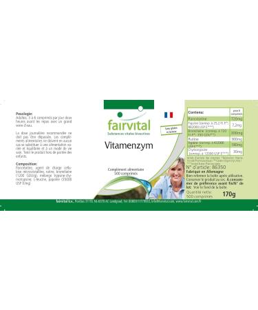 Fairvital | Vitamenzymes - Enzyme Complex - with Pancreatin Papain Bromelain Rutin. Trypsin and Chymotrypsin - 500 tablets - Buy Online on GoSupps.com