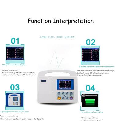 Zumaha Portable EKG Monitor - Professional Digital 3-Channel Electrocardiographer with Color LCD & Printing Paper | Home Health Device for Accurate ECG Monitoring - Buy Online on GoSupps.com