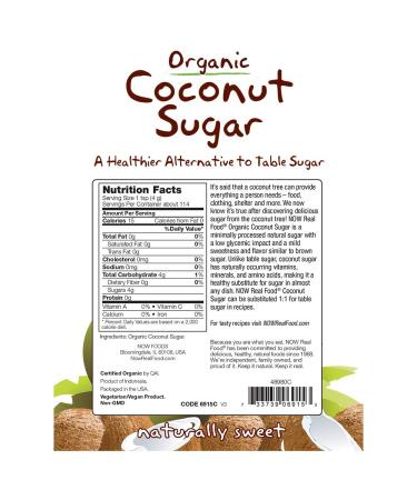 Now Foods Organic Coconut Sugar 16 oz - Real Food Sweetener - Buy Online on GoSupps.com