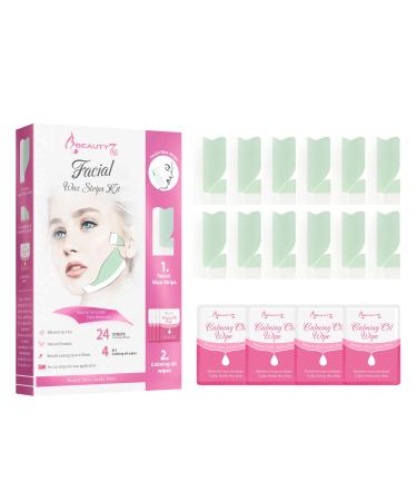 Beauty7 facial wax strip Pre -cut wax 24 -hour face wax stripes cold wax stripes stripes with 4stk clean oil cloths painlessly depilatory strip eyebrows fast Persian wax strips