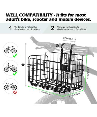 Wiel Bike Basket with Rainproof Cover - Folding Steel Bicycle Basket for Commuter Grocery Shopping and Picnics - Easy Install, Heavy-Duty Metal Wire, 33 lbs Capacity - Buy Online on GoSupps.com