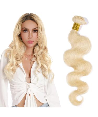 Elailite real hair bundle hair extensions sew in bundle hair extensions Brazilian 100% human hair 100g 18 "(1 bundle) #blonde blond (corrugated hair a)