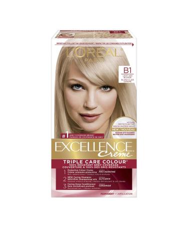 L Or al Paris Excellence Cr me Permanent Hair Color B1 Light Ash Blonde 100% Grey Coverage Hair Dye 1 EA (Packaging May Vary) B1 Light Ash Blonde Cream formula