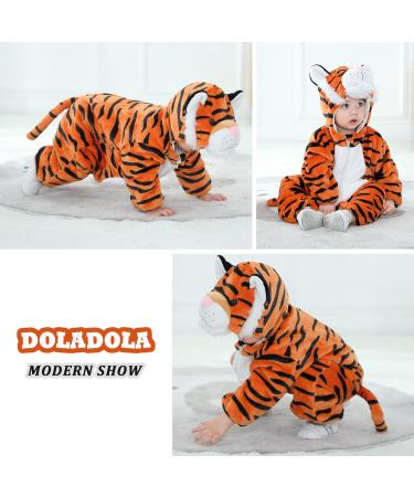 Doladola Baby Hooded Animal Romper | Orange Tiger | 6-12 Months - Buy Online on GoSupps.com