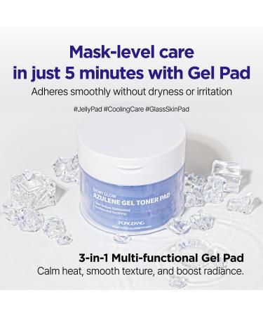 PONGDANG Dewy Glow Azulene Gel Toner Pad | Cooling Calm | Korean Gel Toner Pads with Guai Azulen Chamomile | Soothing Radiance & Uneven Skin Tone | Korean Skin Care - Buy Online on GoSupps.com