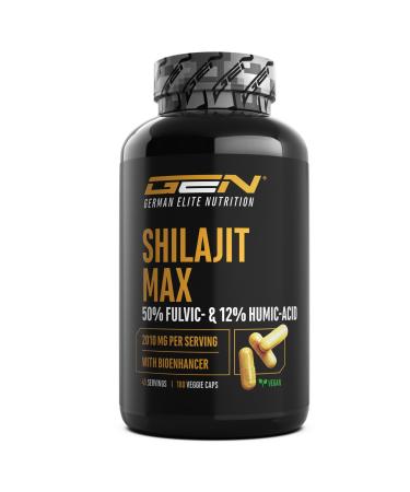 Mumijo Shilajit Max - 180 Capsules - Strong Extract: 2000 mg per daily serving - 50% Fulvic Acid + 12% Humic Acid + Bioenhancer - Original Himalayan Extract 10:1 - Vegan