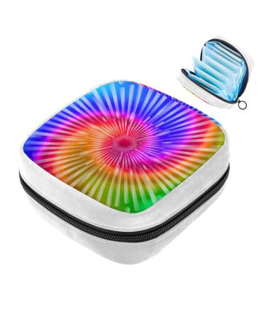 GIAPB Sanitary Napkin Storage Bag Period Bag Tampon Bag Makeup Bag Pad Pouch Tie Dye Spiral Colorful Color3490