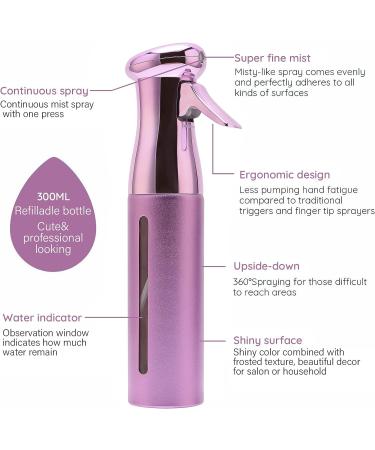 Salon Style Fine Mist Spray Bottle | 10 Oz Purple Aerosol Free Water Sprayer for Hairstyling and Cleaning Solutions - Buy Online on GoSupps.com