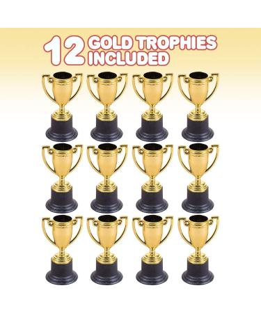 ArtCreativity Gold Plastic Trophies for Kids - Pack of 12 | 4 Inch Golden Colored Trophy Set for Football, Soccer, Baseball | Carnival Prizes and Party Favors for Boys and Girls - Buy Online on GoSupps.com