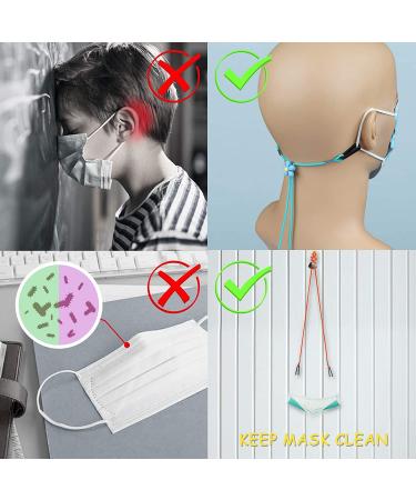 6-Color Pack Nylon Elastic Face Mask Ear Loop Extender Lanyards with Flower Sliding Cord Lock - Adjustable Length, Snap-On Clip Hook, Pressure Relief - Adult and Kid Size - Buy Online on GoSupps.com