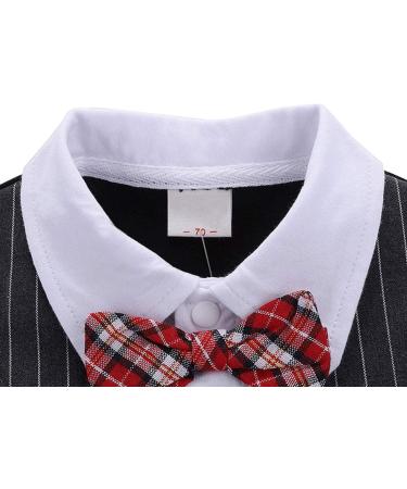 AmzBarley Baby Boys Gentlemans Outfit Suit | Long/Short Sleeve Dress Shirt Pants Vest Bowtie Tuxedo Rompers | Birthday Party Evening Wear | Black 103-b 3-6 Months - Buy Online on GoSupps.com