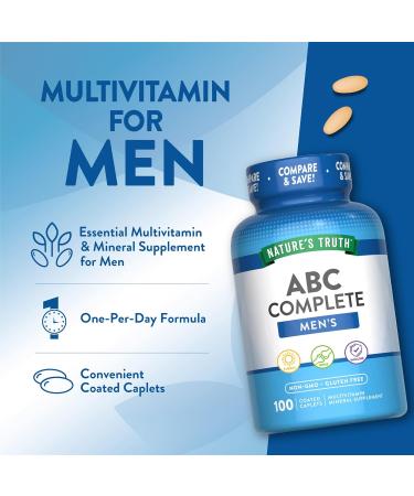 Nature's Truth Multivitamin for Men | with Iron Vitamins A C D & E | 100 Caplets | Non-GMO & Gluten Free for Adults - Buy Online on GoSupps.com