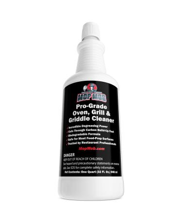 Commercial Grill and Oven Cleaner 32 Oz Concentrate 1pk . Heavy-Duty, Fast-Acting Degreaser Solution Removes Carbon, Grime, Burnt Food and Oil for Griddles, Fryer Baskets and Kitchen Cooking Surfaces