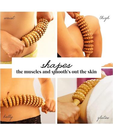 Tuuli Anti Cellulite Massage Set - Wooden Massager Roller & Gua Sha Tool for Effective Maderotherapy | International Shipping Available - Buy Online on GoSupps.com