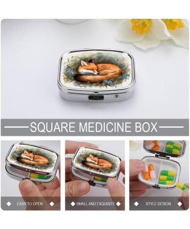 Decorative Pill Box - Sleeping Fox Print | 2 Compartment Portable Medicine Organizer for Pocket & Purse | Ideal for International Shipping - Buy Online on GoSupps.com