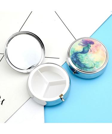 Mermaid Tail Pill Box - 3 Compartment Decorative Metal Organizer | Portable Travel Case for Medicine - Buy Online on GoSupps.com