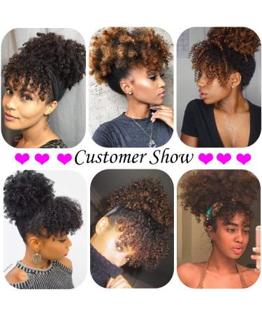 Doren Afro Drawstring Ponytail with Bangs Kinky Curly for Women Synthetic Hair Extensions Clip On Hairpieces 12inch #4 12 Inch #4 - Buy Online on GoSupps.com