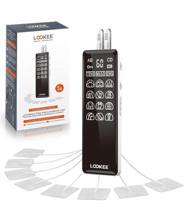 LOOKEE Premium LED 4-Channel TENS Unit EMS Muscle Stimulator - Pain Relief Therapy 36 Programs FSA/HSA Eligible - Buy Online on GoSupps.com