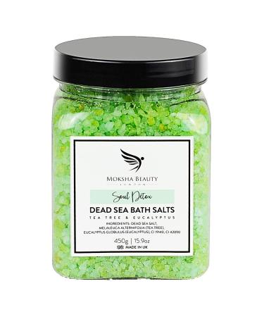 Foot Spa Salts With Tea Tree Oil - Made in UK (450g) Natural Dead Sea Salts for Women Men. Tea Tree Foot Soak Aromatherapy Bath Salts