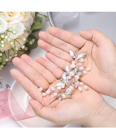 Stunning Bridal Jewelry & Headdress - Silver Crystal Hairpins Vines & Pearl Accessories for Brides - Buy Online on GoSupps.com