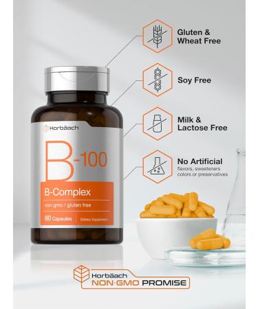 Horb ach B-100 Complex Vitamin | 60 Capsules | Non-GMO and Gluten Free Supplement - Buy Online on GoSupps.com
