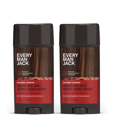 Every Man Jack Cedar + Red Sage Mens Deodorant - Stay Fresh Safely with Aluminum Free Mens Deodorant - Odor Crushing  Long Lasting  Plant-Based  and No Harmful Chemicals - 2 Sticks