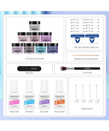 Dipping Powder Nails Set - 29PCS Starter Kit | 8 Colors French Nail Powder + Activator Base & Top Coat | Ideal for Beginners | Pink Blue & Glitter Manicure - Buy Online on GoSupps.com