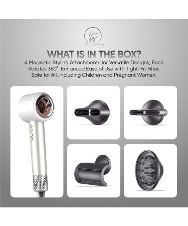 Buy Negative Ionic Blow Dryer with Diffuser - 1600W Fast Drying Low Noise 4 Nozzle Attachments | International Shipping Available - Buy Online on GoSupps.com