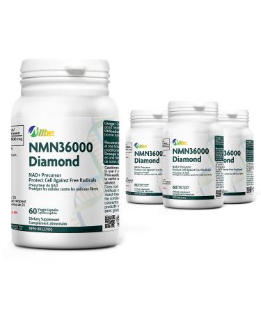 ALLBE NMN Capsules 600mg - Highest Potency Available - Premium Supplement - Cellular Health - Boost NAD+ Supports Longevity - 100% Pure NMN Supplement Canada - Fast Absorption - 4 x 60ct 60 count (Pack of 4) Nmn 36000 (600mg)