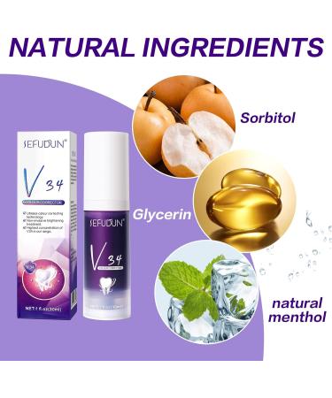 V34 Purple Toothpaste - Color Correction & Stain Removal - 2-Piece Set for Enamel & Sensitivity Improvement - International Shipping - Buy Online on GoSupps.com