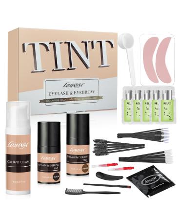 Lomansa Lash Tint Black and Coffee Eyelash Dye Eyebrow Tint Achieve Voluminous Coloring with Complete Tools DIY Use at Home & Salon Supplies Black Coffee