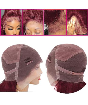 20 Burgundy Lace Front Human Hair Wig 99J - Pre Plucked Kinky Curly HD Transparent 360 Full Lace Wig for Women - Buy Online on GoSupps.com