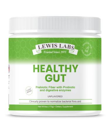Lewis Labs Healthy Gut Prebiotic Fiber 6 Oz Prebiotic Fiber with Probiotics and Digestive Enzymes Gut Prebiotic Fiber Keto Friendly Gluten Free No MSG Vegan Healthy Gut