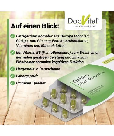 Ginseng Ginkgo Brahmi Capsules - High-Dose Brain Vital Complex for Memory Focus & Concentration | Brain Booster | German Quality - Docvital  - Buy Online on GoSupps.com