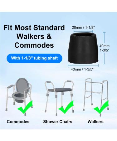 Supregear Universal Walker Tips - 4 Pcs Replacement Tips for 28mm Shaft Walkers - Black (2 Pair) - Buy Online on GoSupps.com