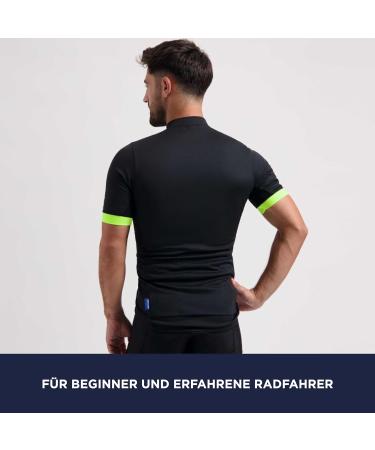 Rogelli Core Men's Short Sleeve Bicycle Jersey - Breathable Black/Fluorine - 3 Back Pockets - 5XL Racing Bike Jersey - Buy Online on GoSupps.com