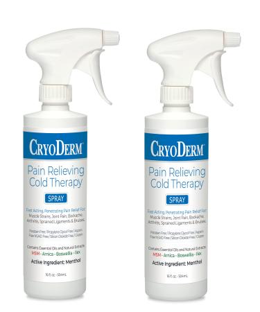 Cryoderm Pain Relieving Cold Spray 16oz Pack of 2-32 Oz Total White 2 Pack